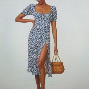 Reformation Blue and White Floral Dress
